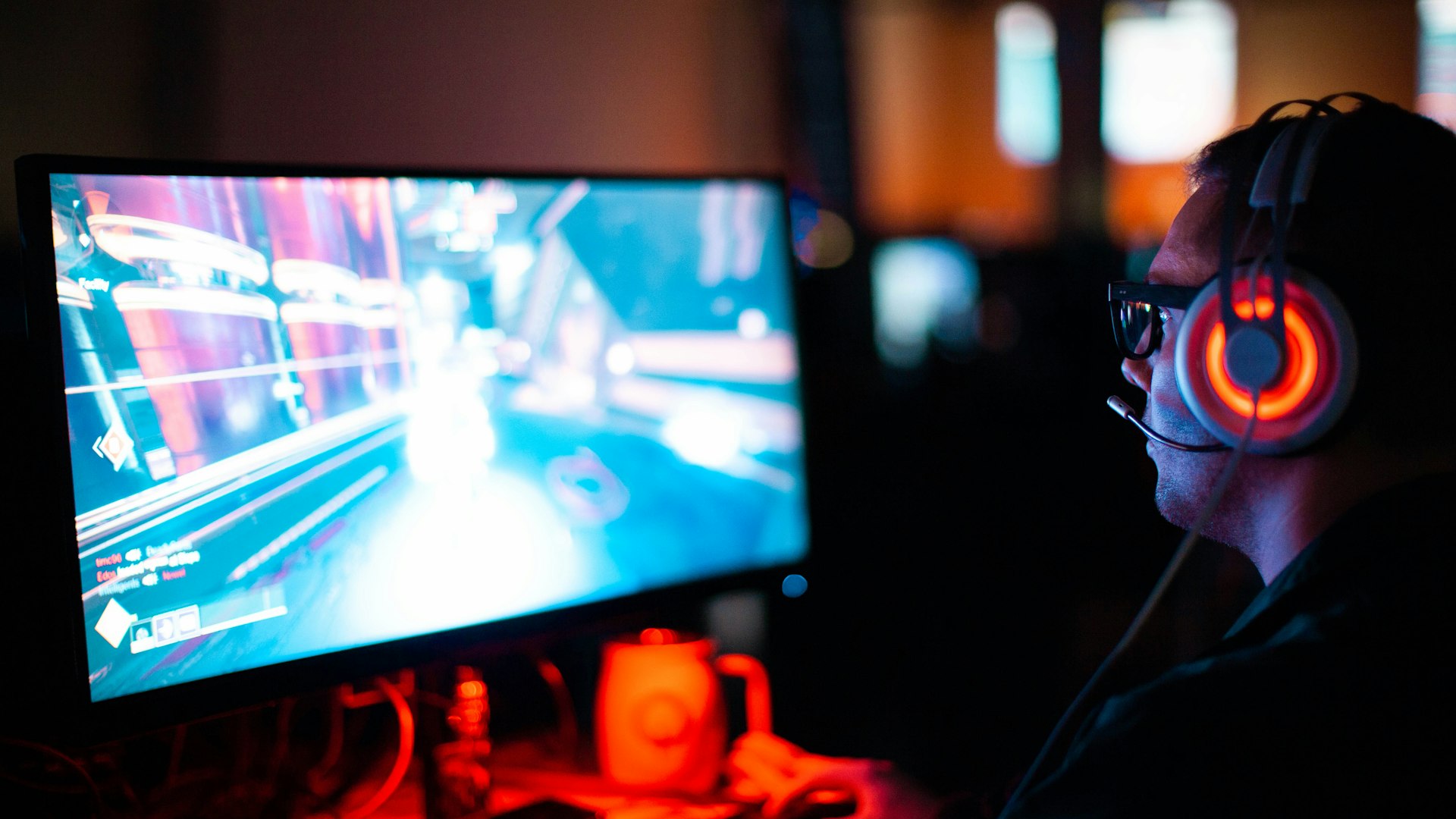 Neon-lit gaming battlestation